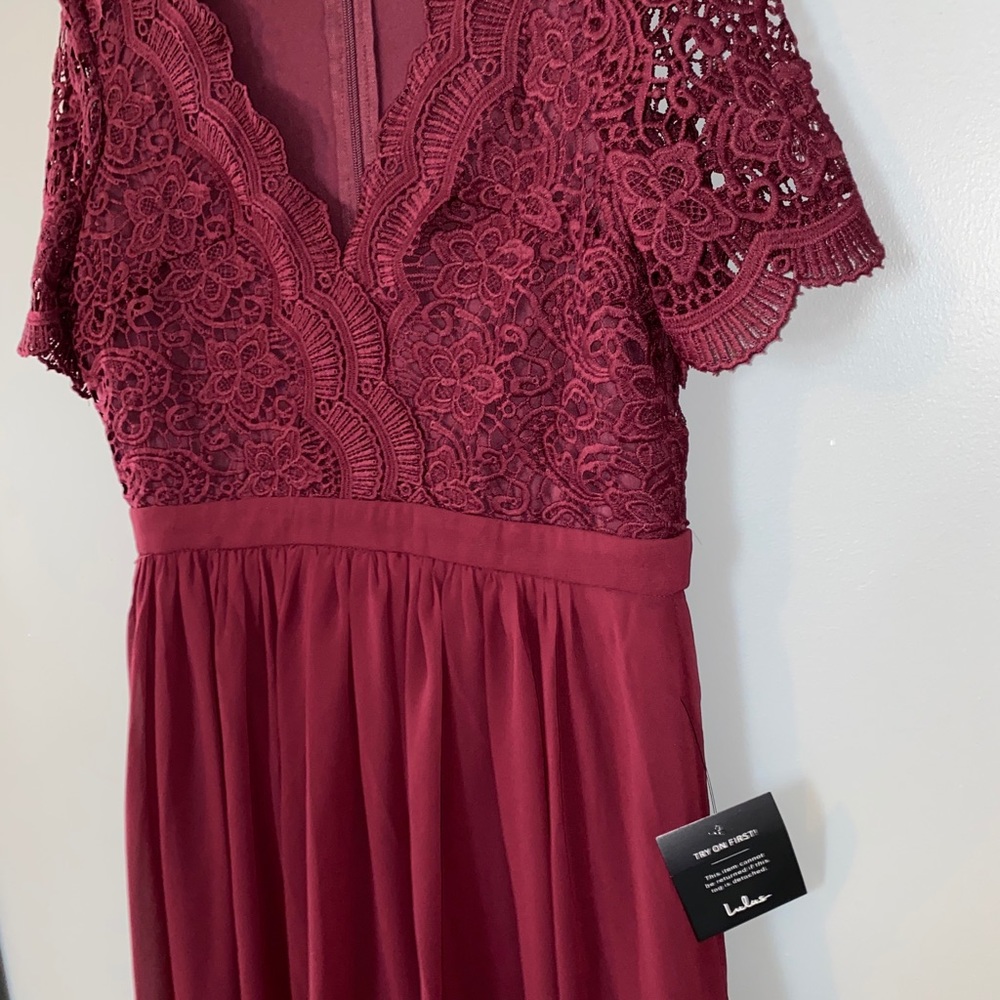 NEW Angel in Disguise Burgundy Lace Skater Dress - Picture 5 of 6